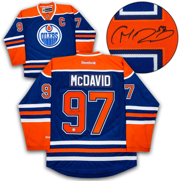 Connor McDavid Edmonton Oilers Autographed Blue Reebok Premier Hockey Jersey