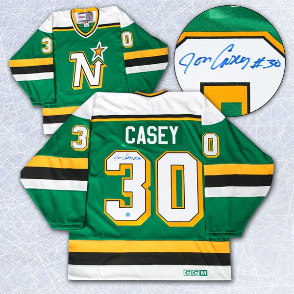 Jon Casey Minnesota North Stars Autographed Retro CCM Hockey Jersey