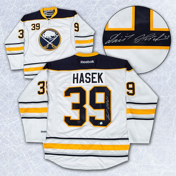 Dominik Hasek Buffalo Sabres Autographed White Reebok Premier Hockey Jersey