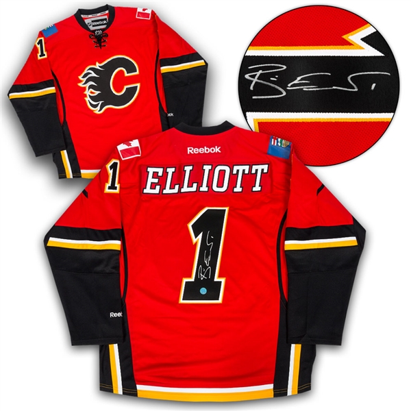 Brian Elliott Calgary Flames Autographed Reebok Premier Hockey Jersey
