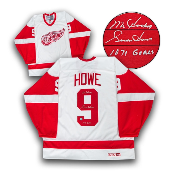 Gordie Howe Detroit Red Wings Signed Retro CCM Hockey Jersey w/ 1071 Goals Note