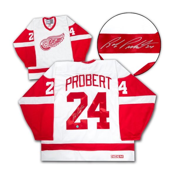 Bob Probert Detroit Red Wings Autographed White Retro CCM Hockey Jersey