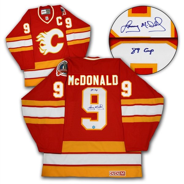 Lanny McDonald Calgary Flames Autographed 1989 Stanley Cup Retro Hockey Jersey