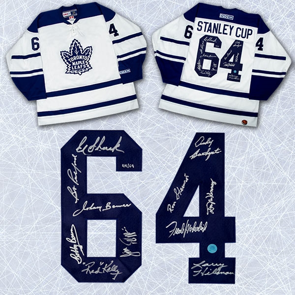 1964 Toronto Maple Leafs Team Signed Stanley Cup Jersey LE #/64 - 11 Autographs