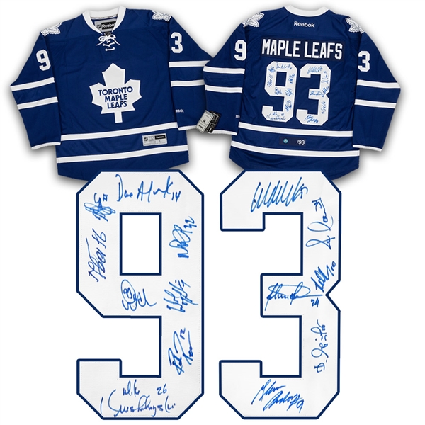 1993 Toronto Maple Leafs Team Signed Hockey Jersey #/93 - 14 Autographs