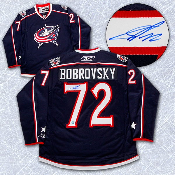 Sergei Bobrovsky Columbus Blue Jackets Autographed Reebok Premier Hockey Jersey - Size Medium