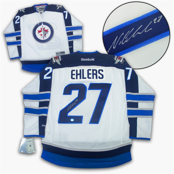 Nikolaj Ehlers Winnipeg Jets Autographed White Reebok Premier Jersey-Size Medium