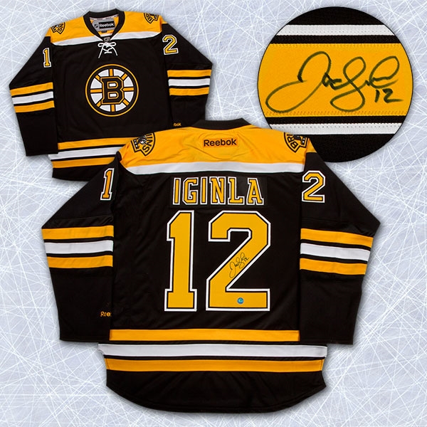 Jarome Iginla Boston Bruins Autographed Reebok Premier Hockey Jersey - Size Medium