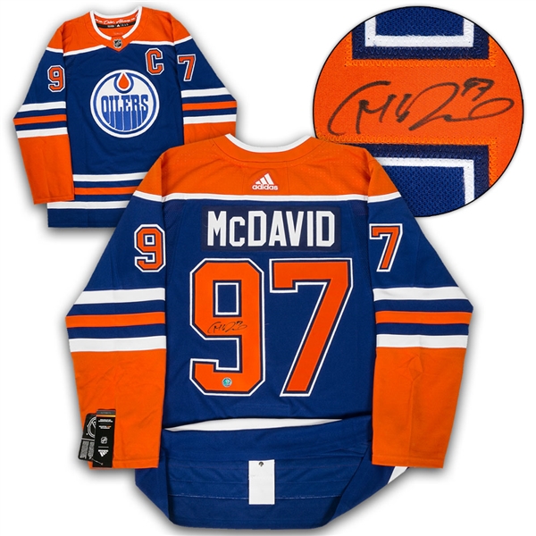 Connor McDavid Edmonton Oilers Autographed Blue Alternate Adidas Authentic Hockey Jersey