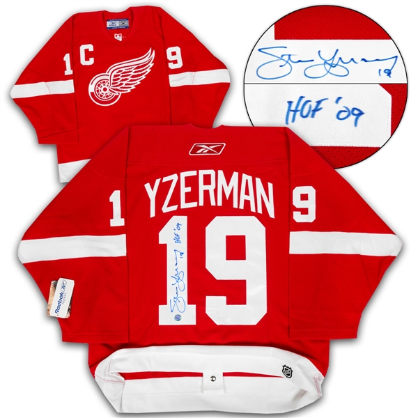 Steve Yzerman Detroit Red Wings Signed Reebok Authentic Hockey Jersey with HOF Note