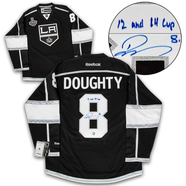 Drew Doughty Los Angeles Kings Signed Stanley Cup Reebok Premier Jersey with 12 and 14 Cup Note