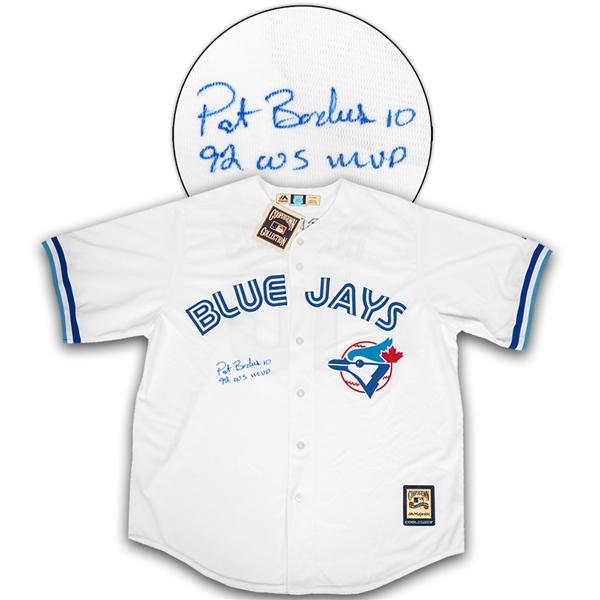 Pat Borders Toronto Blue Jays Autographed Retro Baseball Jersey with MVP Note
