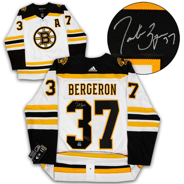 Patrice Bergeron Boston Bruins Autographed White Adidas Authentic Hockey Jersey