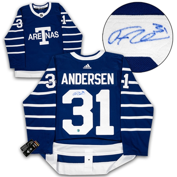 Frederik Andersen Toronto Arenas Signed Leafs Next Century Game Adidas Authentic Hockey Jersey