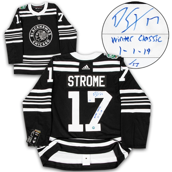 Dylan Strome Chicago Blackhawks Signed & Dated 2019 Winter Classic Adidas Authentic Hockey Jersey #/17