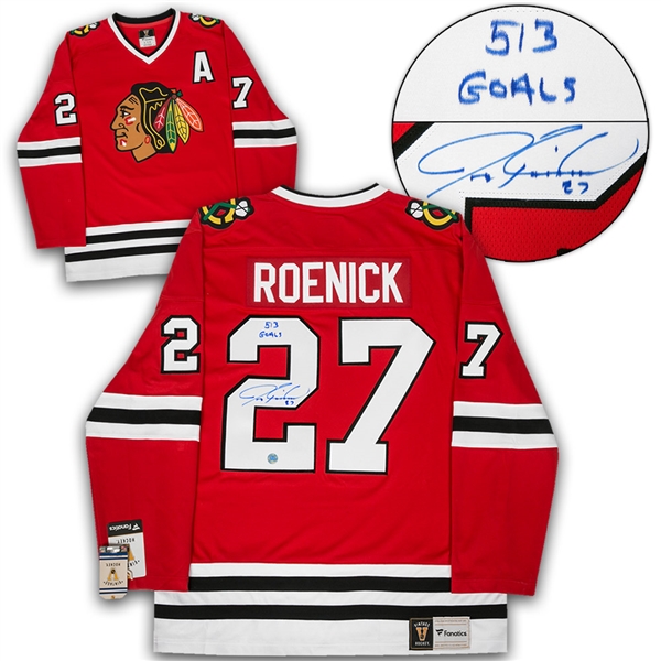 Jeremy Roenick Chicago Blackhawks Signed Fanatics Vintage Hockey Jersey with 513 Goals
