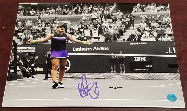 Bianca Andreescu Signed 2019 US Open Tennis Match Point Spotlight 11x14 Photo *Autograph Slightly Smudged*