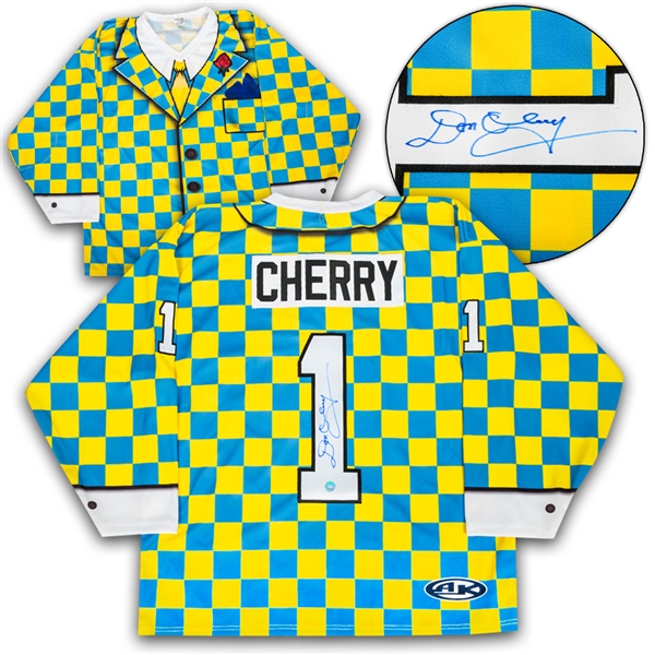Don Cherry Autographed Yellow Checkered Custom Suit Hockey Jersey