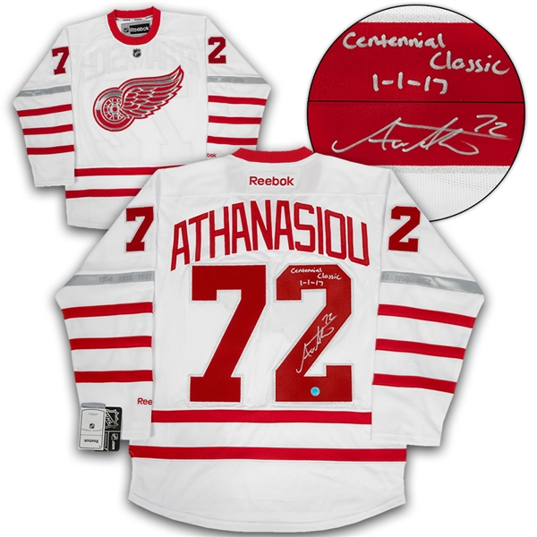 Andreas Athanasiou Detroit Red Wings Signed & Dated Centennial Classic Jersey
