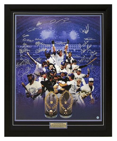 Toronto Blue Jays World Series Team Signed By 25 Back To Back Champs 34x42 Frame