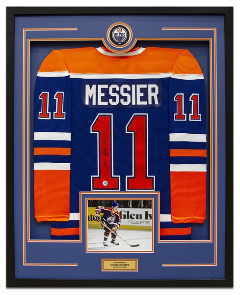 Mark Messier Edmonton Oilers Signed CCM Mass 36x44 Framed Hockey Jersey