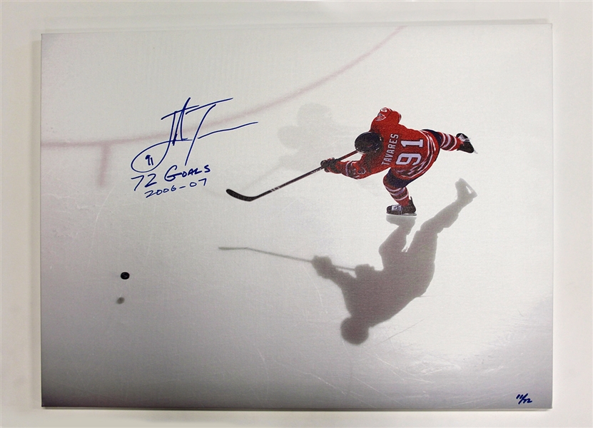 John Tavares Oshawa Generals Autographed 22x28 Art Canvas w/ 72 Goals 2006-07 Insciption L/E 11 of 72