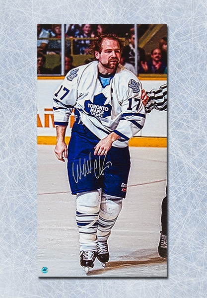 Wendel Clark Toronto Maple Leafs Autographed Fight Champion Art 14x28 Canvas