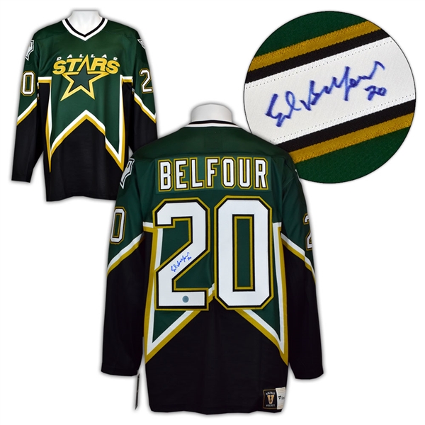 Ed Belfour Dallas Stars Autographed Cup Era Fanatics Vintage Hockey Jersey