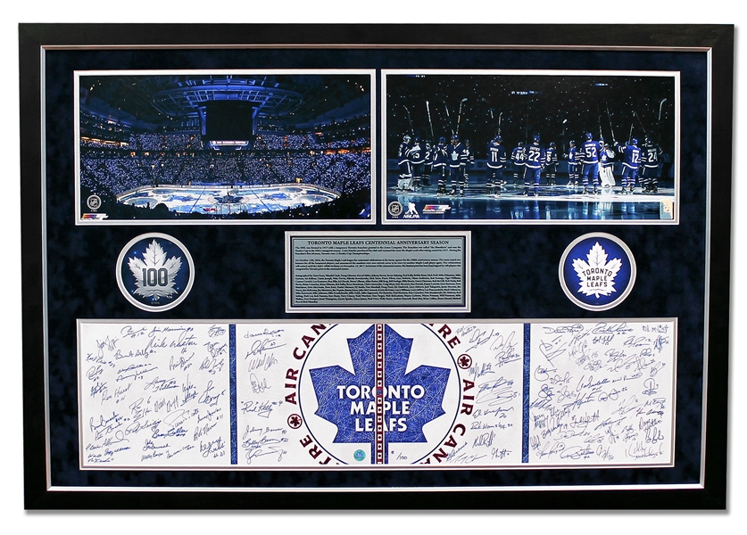 Toronto Maple Leafs Centennial Opening Night 100 Player Signed 31x45 Frame #/100 *Dave Keon, Darryl Sittler, Johnny Bower, etc*
