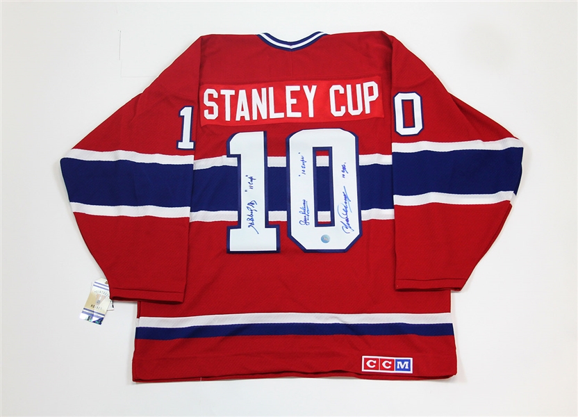 Beliveau Richard Cournoyer Montreal Canadiens Signed 10 Stanley Cup CCM Hockey Jersey