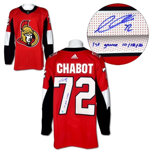 Thomas Chabot Ottawa Senators Signed & Dated 1st Game Adidas Authentic Jersey