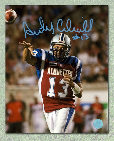 Anthony Calvillo Montreal Alouettes Autographed Close-Up Passing 16x20 Photo