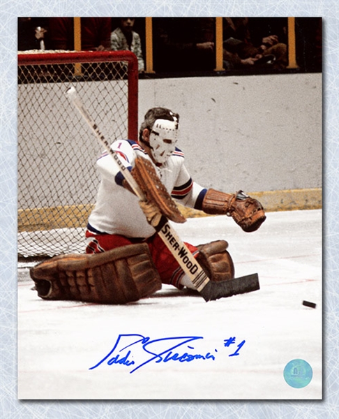 Ed Giacomin New York Rangers Autographed Butterfly Save 16x20 Photo