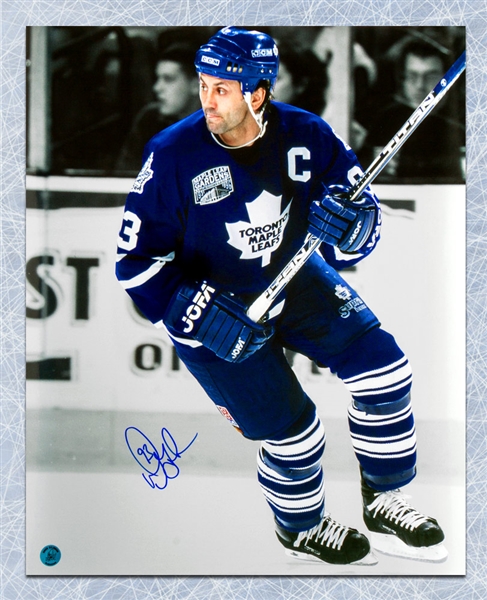 Doug Gilmour Toronto Maple Leafs Autographed Action Captain Metallic 16x20 Photo