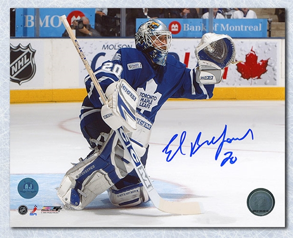 Ed Belfour Toronto Maple Leafs Autographed Glove Save 16x20 Photo
