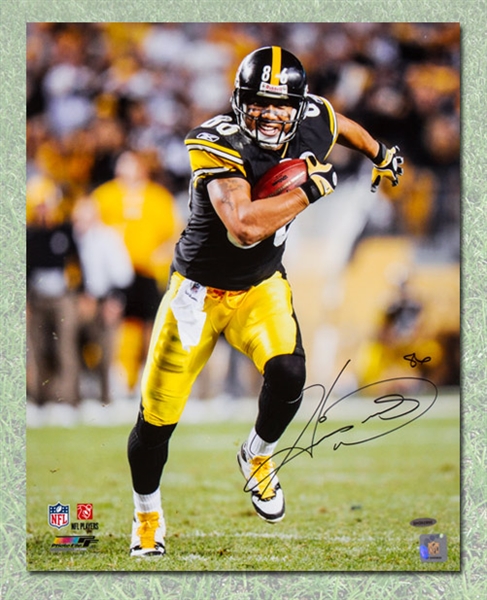 Hines Ward Pittsburgh Steelers Autographed Football Action 16x20 Photo