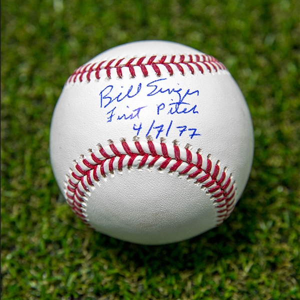 Bill Singer Autographed MLB Official Major League Baseball with 1st Pitch Note