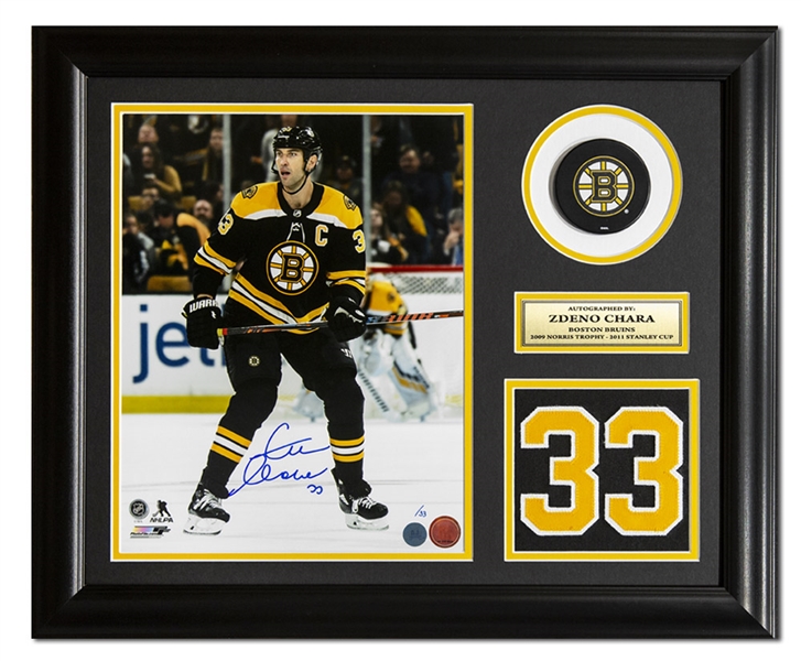 Zdeno Chara Boston Bruins Autographed Action Jersey Number 20x24 Frame #/33