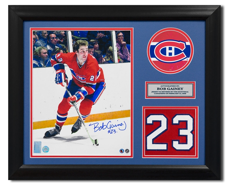 Bob Gainey Montreal Canadiens Signed Retired Jersey Number 20x24 Frame