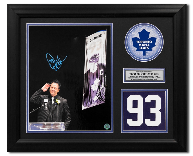 Doug Gilmour Toronto Maple Leafs Signed Retired Jersey Number 20x24 Frame