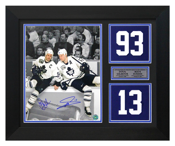 Doug Gilmour & Mats Sundin Toronto Maple Leafs Signed Jersey Number 20x24 Frame