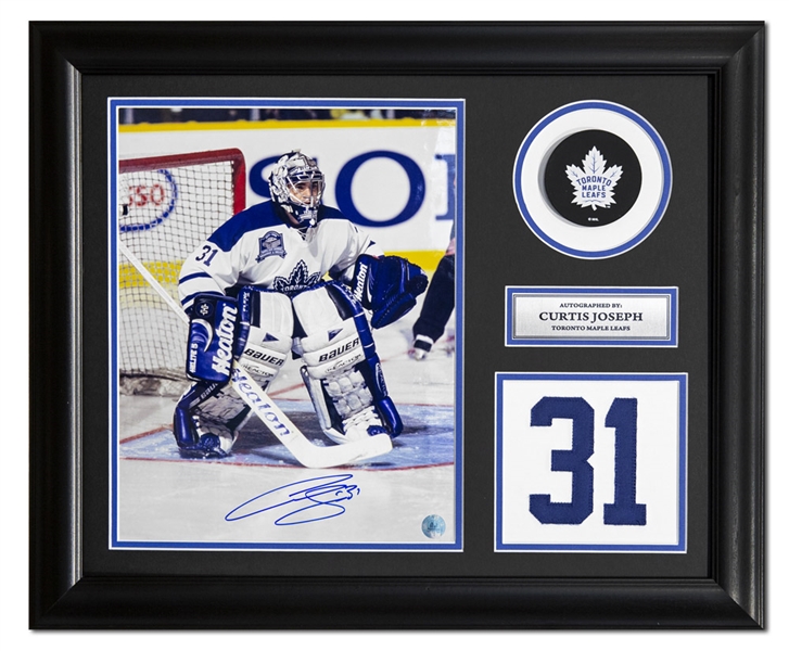 Curtis Joseph Toronto Maple Leafs Signed Franchise Jersey Number 20x24 Frame