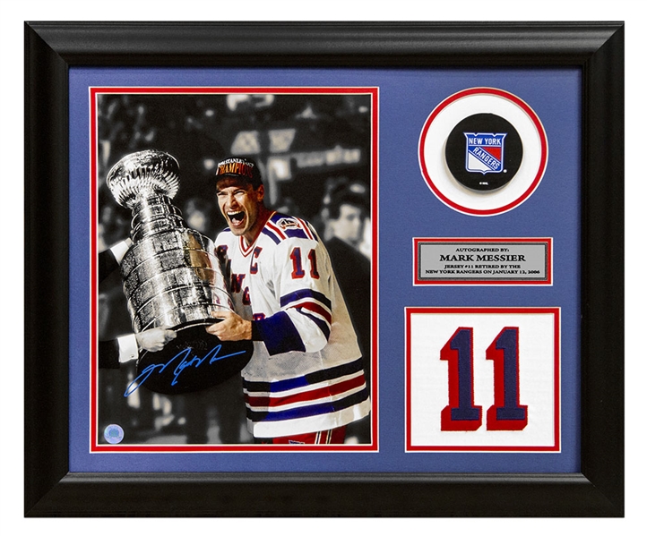 Mark Messier New York Rangers Autographed Retired Jersey Number 20x24 Frame