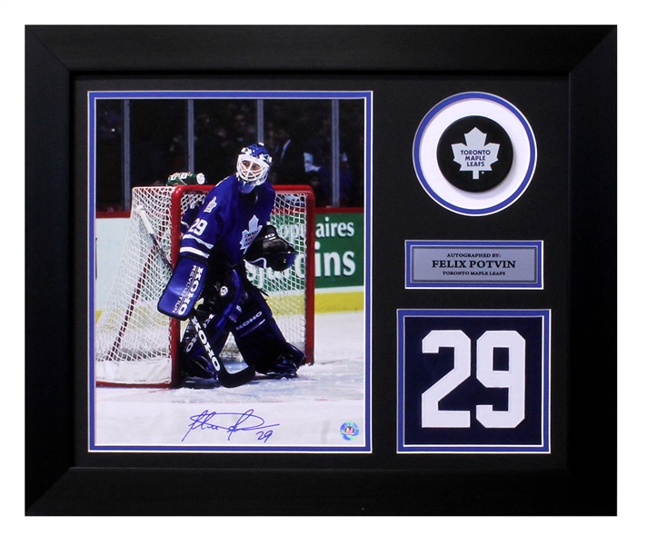 Felix Potvin Toronto Maple Leafs Signed Franchise Jersey Number 20x24 Frame