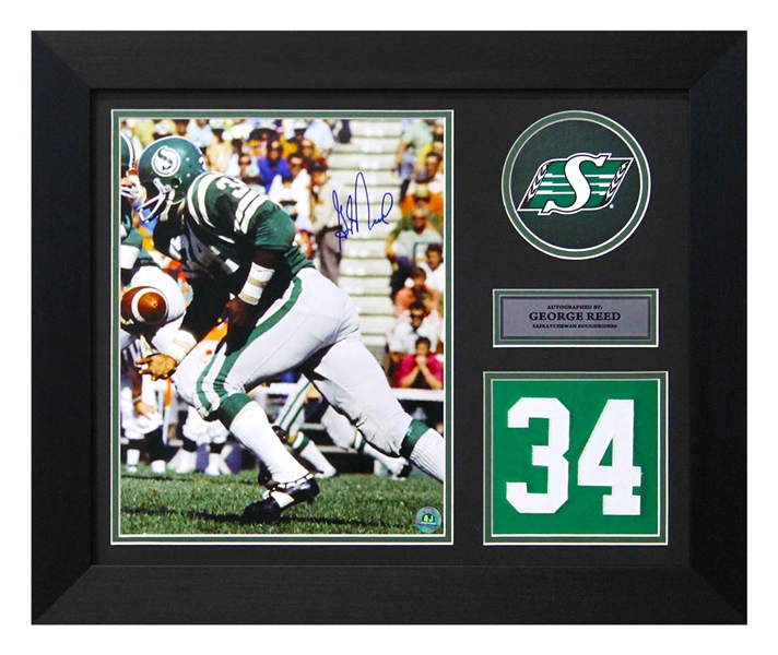 George Reed Saskatchewan Roughriders Signed Franchise Jersey Number 20x24 Frame