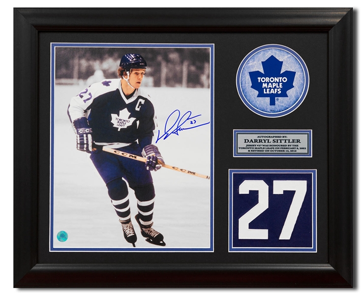 Darryl Sittler Toronto Maple Leafs Signed Retired Jersey Number 20x24 Frame