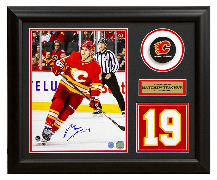 Matthew Tkachuk Calgary Flames Signed Retro Franchise Jersey Number 20x24 Frame