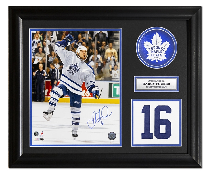 Darcy Tucker Toronto Maple Leafs Signed Franchise Jersey Number 20x24 Frame