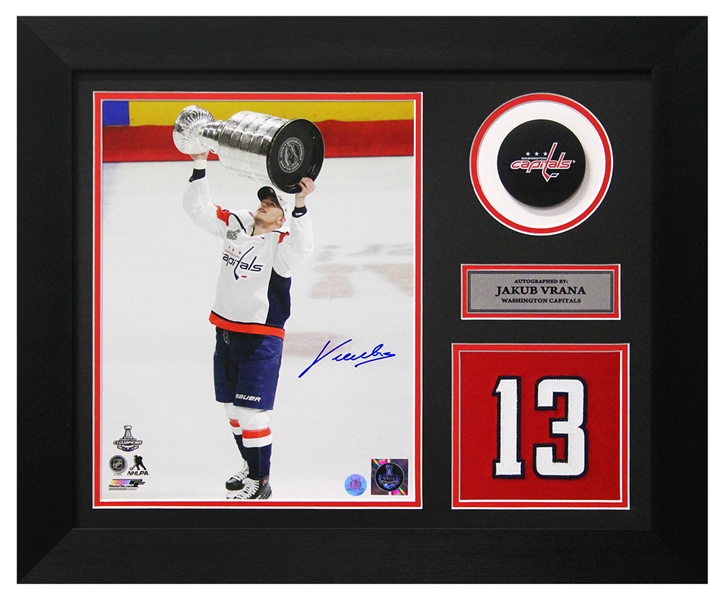 Jakub Vrana Washington Capitals Signed Stanley Cup Jersey Number 20x24 Frame
