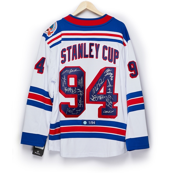 1994 New York Rangers 15 Player Team Signed Stanley Cup Jersey #/94